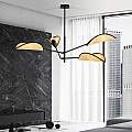 Lampadario 4 Luci Eridano In Acciao Nero E Rattan Con Bracci Mobili LA0120-EB-PL4-NR-MA