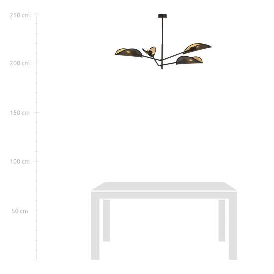 Lampadario 4 Luci Eridano In Acciao Nero E Oro Con Bracci Mobili LA0120-EB-PL4-NR-OR