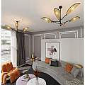 Lampadario 6 Luci Eridano In Acciao Nero E Rattan Con Bracci Mobili LA0120-EB-PL6-NR-MA