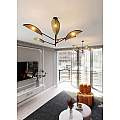 Lampadario 6 Luci Eridano In Acciao Nero E Rattan Con Bracci Mobili LA0120-EB-PL6-NR-MA