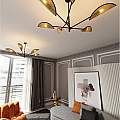 Lampadario 6 Luci Eridano In Acciao Nero E Rattan Con Bracci Mobili LA0120-EB-PL6-NR-MA