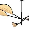 Lampadario 6 Luci Eridano In Acciao Nero E Rattan Con Bracci Mobili LA0120-EB-PL6-NR-MA