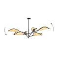 Lampadario 6 Luci Eridano In Acciao Nero E Rattan Con Bracci Mobili LA0120-EB-PL6-NR-MA