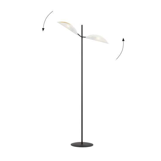 Piantana Moderno Eridano Acciaio Nero 2 Luci E14 Ip20 LA0120-EB-PT2-NR