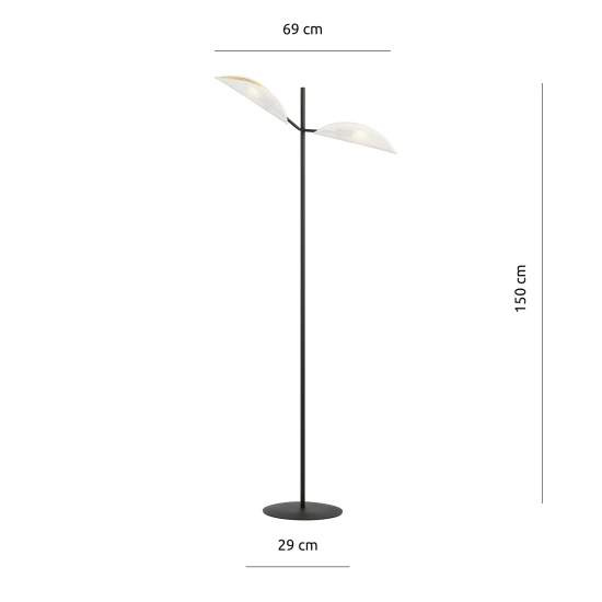 Piantana Moderno Eridano Acciaio Nero 2 Luci E14 Ip20 LA0120-EB-PT2-NR
