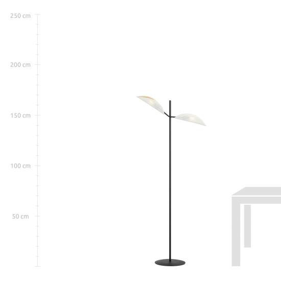 Piantana Moderno Eridano Acciaio Nero 2 Luci E14 Ip20 LA0120-EB-PT2-NR