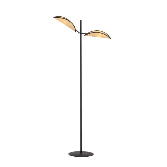 Piantana Moderno Eridano Acciaio Nero Marrone 2 Luci E14 Ip20 LA0120-EB-PT2-NR-MA
