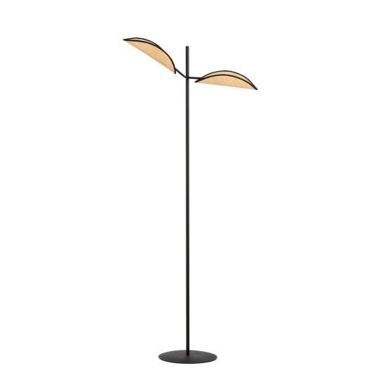 Piantana Moderno Eridano Acciaio Nero Marrone 2 Luci E14 Ip20 LA0120-EB-PT2-NR-MA