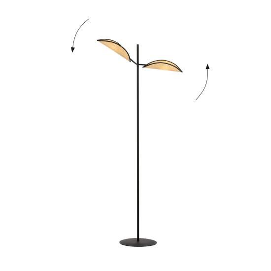 Piantana Moderno Eridano Acciaio Nero Marrone 2 Luci E14 Ip20 LA0120-EB-PT2-NR-MA