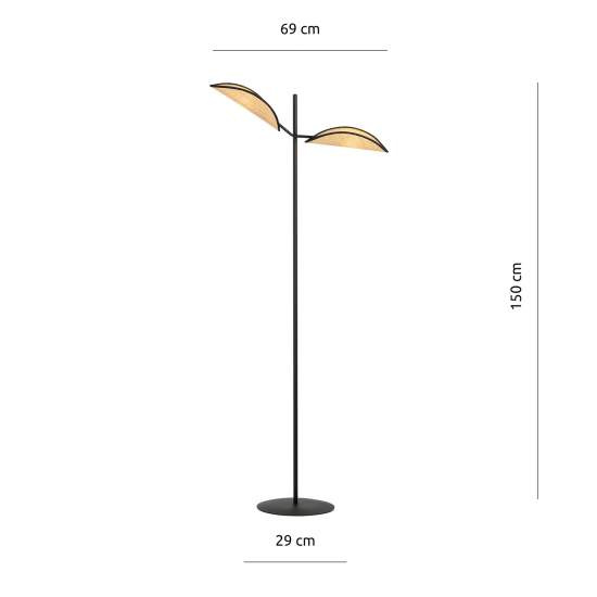 Piantana Moderno Eridano Acciaio Nero Marrone 2 Luci E14 Ip20 LA0120-EB-PT2-NR-MA