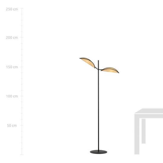 Piantana Moderno Eridano Acciaio Nero Marrone 2 Luci E14 Ip20 LA0120-EB-PT2-NR-MA