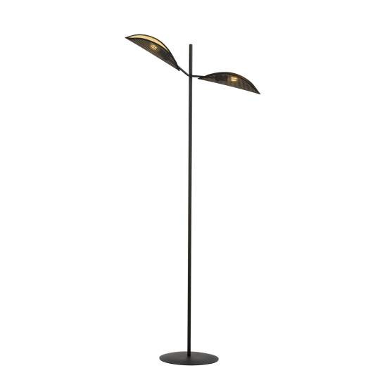 Piantana Moderno Eridano Acciaio Nero Oro 2 Luci E14 Ip20 LA0120-EB-PT2-NR-OR