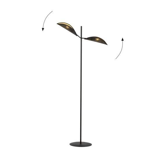 Piantana Moderno Eridano Acciaio Nero Oro 2 Luci E14 Ip20 LA0120-EB-PT2-NR-OR