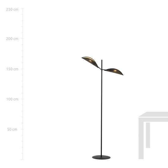 Piantana Moderno Eridano Acciaio Nero Oro 2 Luci E14 Ip20 LA0120-EB-PT2-NR-OR