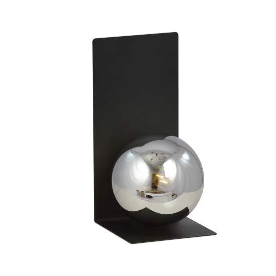Applique Minimal 1 Luce Indiretta Agni Con Base In Acciaio Nero E Vetro Fumè LA0122-EB-AP1-NR-GR