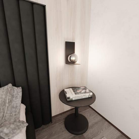 Applique Minimal 1 Luce Indiretta Agni Con Base In Acciaio Nero E Vetro Fumè LA0122-EB-AP1-NR-GR