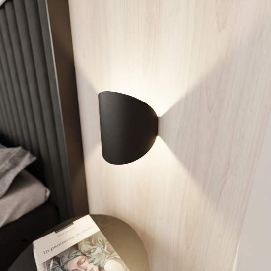 Applique Minimal 1 Luce Indiretta Agni In Acciaio Nero LA0122-EB-AP1-NR3