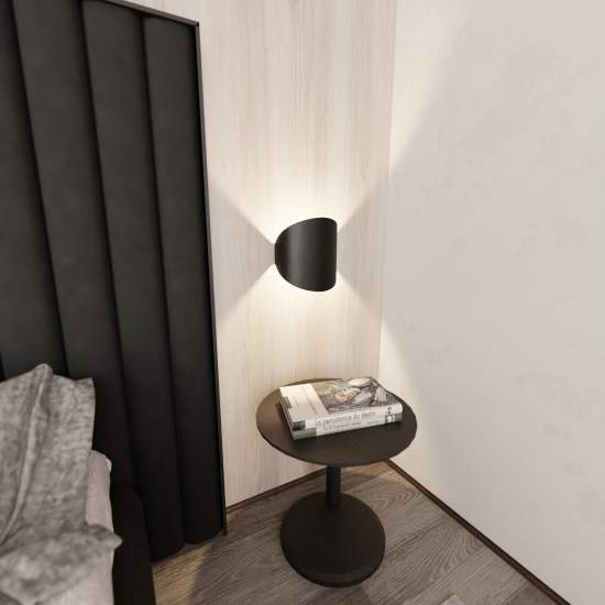 Applique Minimal 1 Luce Indiretta Agni In Acciaio Nero LA0122-EB-AP1-NR3