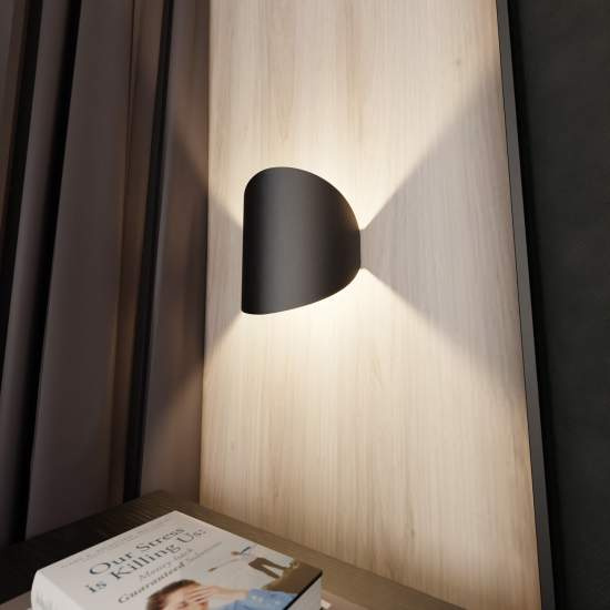 Applique Minimal 1 Luce Indiretta Agni In Acciaio Nero LA0122-EB-AP1-NR3