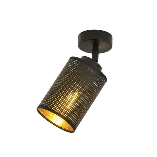 Plafoniera Spot 1 Luce Varuna In Acciaio Nero E Oro Paralumi Regolabile LA0123-EB-PL1-NR