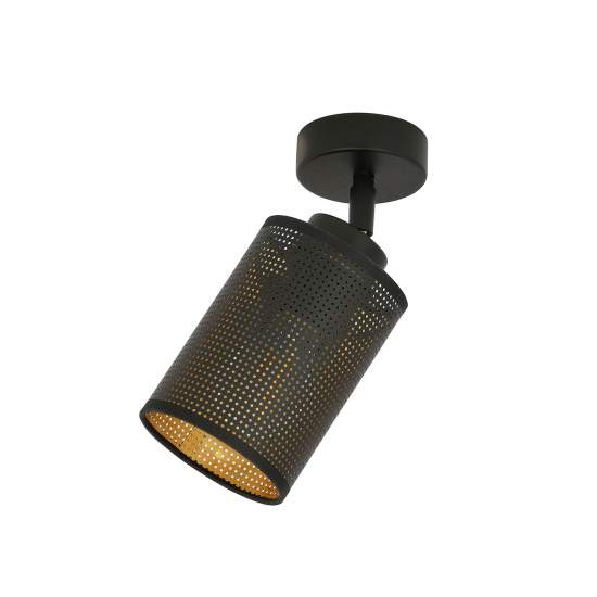 Plafoniera Spot 1 Luce Varuna In Acciaio Nero E Oro Paralumi Regolabile LA0123-EB-PL1-NR