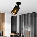 Plafoniera Spot 1 Luce Varuna In Acciaio Nero E Oro Paralumi Regolabile LA0123-EB-PL1-NR