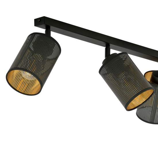 Plafoniera Spot 3 Luci Varuna In Acciaio Nero E Oro Paralumi Regolabili LA0123-EB-PL3-NR