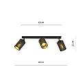 Plafoniera Spot 3 Luci Varuna In Acciaio Nero E Oro Paralumi Regolabili LA0123-EB-PL3-NR