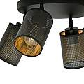 Plafoniera Tonda Spot 4 Luci Varuna In Acciaio Nero E Oro Paralumi Regolabili LA0123-EB-PL4-NR