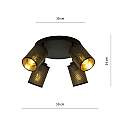 Plafoniera Tonda Spot 4 Luci Varuna In Acciaio Nero E Oro Paralumi Regolabili LA0123-EB-PL4-NR