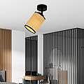 Plafoniera Spot 1 Luce Bronx In Acciaio Nero E Rattan Paralumi Regolabile LA0124-EB-PL1-NR