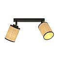Plafoniera Spot 2 Luci Bronx In Acciaio Nero E Rattan Paralumi Regolabili LA0124-EB-PL2-NR
