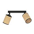 Plafoniera Spot 2 Luci Bronx In Acciaio Nero E Rattan Paralumi Regolabili LA0124-EB-PL2-NR