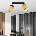 Plafoniera Spot 2 Luci Bronx In Acciaio Nero E Rattan Paralumi Regolabili LA0124-EB-PL2-NR
