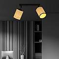 Plafoniera Spot 2 Luci Bronx In Acciaio Nero E Rattan Paralumi Regolabili LA0124-EB-PL2-NR