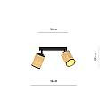 Plafoniera Spot 2 Luci Bronx In Acciaio Nero E Rattan Paralumi Regolabili LA0124-EB-PL2-NR