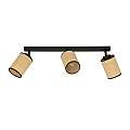 Plafoniera Spot 3 Luci Bronx In Acciaio Nero E Rattan Paralumi Regolabili LA0124-EB-PL3-NR