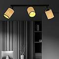 Plafoniera Spot 3 Luci Bronx In Acciaio Nero E Rattan Paralumi Regolabili LA0124-EB-PL3-NR