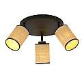 Plafoniera Tonda Spot 3 Luci Bronx In Acciaio Nero E Rattan Paralumi Regolabili LA0124-EB-PL3-NR-MA