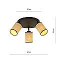 Plafoniera Tonda Spot 3 Luci Bronx In Acciaio Nero E Rattan Paralumi Regolabili LA0124-EB-PL3-NR-MA