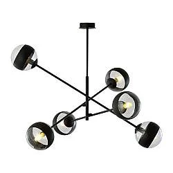 Lampadario Contemporaneo Udden Acciaio Nero 6 Luci E14