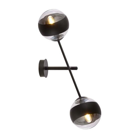 Applique Contemporaneo Yama Acciaio Nero 2 Luci E14 Ip20 LA0125-EB-AP2-NR
