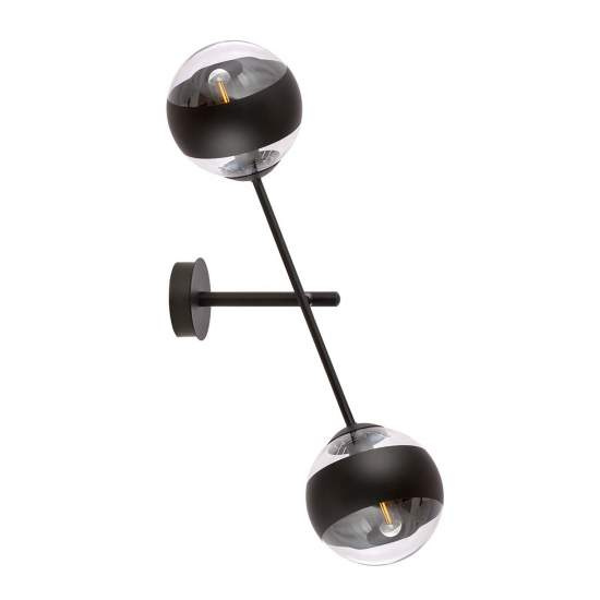 Applique Contemporaneo Yama Acciaio Nero 2 Luci E14 Ip20 LA0125-EB-AP2-NR