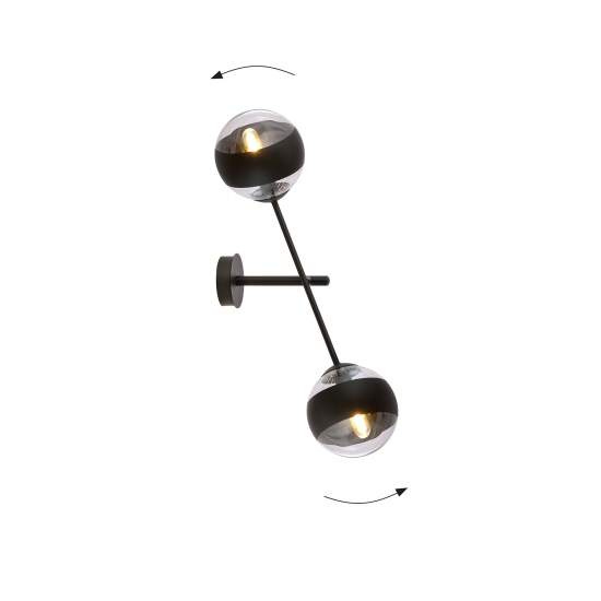 Applique Contemporaneo Yama Acciaio Nero 2 Luci E14 Ip20 LA0125-EB-AP2-NR