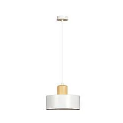 Sospensione Nordica 1 Luce Ravi In Acciaio Bianco E Legno