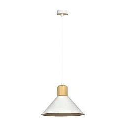 Sospensione Nordica 1 Luce Soma In Acciaio Bianco E Legno