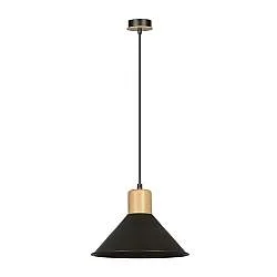 Sospensione Nordica 1 Luce Soma In Acciaio Nero E Legno