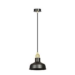 Sospensione Industrial 1 Luce Dhanapati Acciaio Nero Con Elementi In Oro