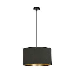 Sospensione 1 Luce Vinayaka In Acciaio Nero E Paralume In Tessuto Nero