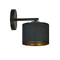 Applique 1 Luce Ganesha In Acciaio Nero E Paralume In Tessuto Nero LA0129-EB-AP1-NR